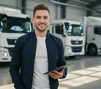 Dynamic illustration of innovative software development at Craftware, showcasing Fleet Service 365 app for Microsoft Dynamics 365 enabling seamless fleet asset tracking and optimization.